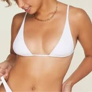 NWT Andie x Demi Moore Women's The Tropez Bikini Swim Top White Size S